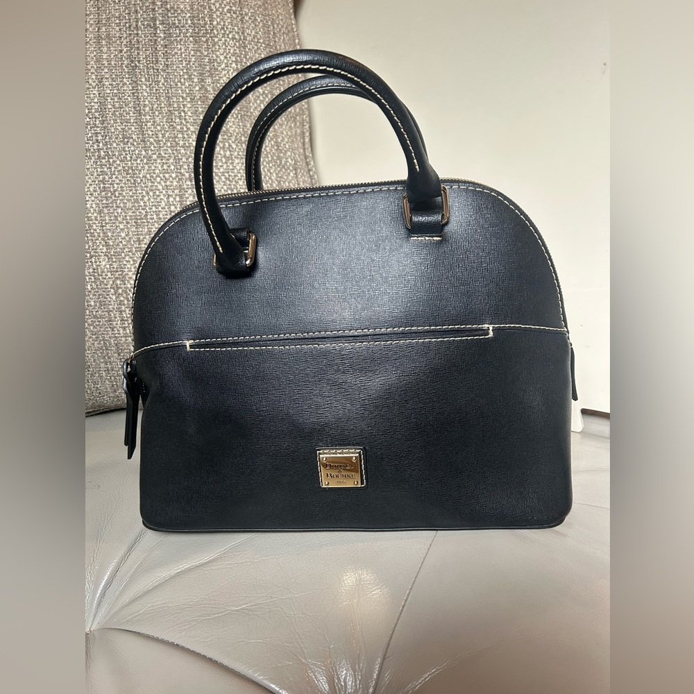 DOONEY & BOURKE Carter Domed Satchel Black Pebble Leather Shoulder Handbag